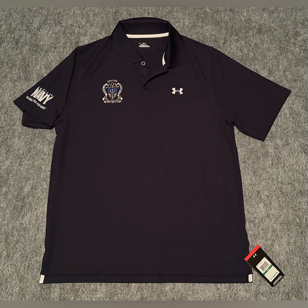 NWT Men’s Under Armour U.S. Navy Office of Information Blue Performance Polo- LG